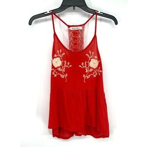 Americal Clothing Inc Top Women Small Racerback Embroidered Floral Sleeveless